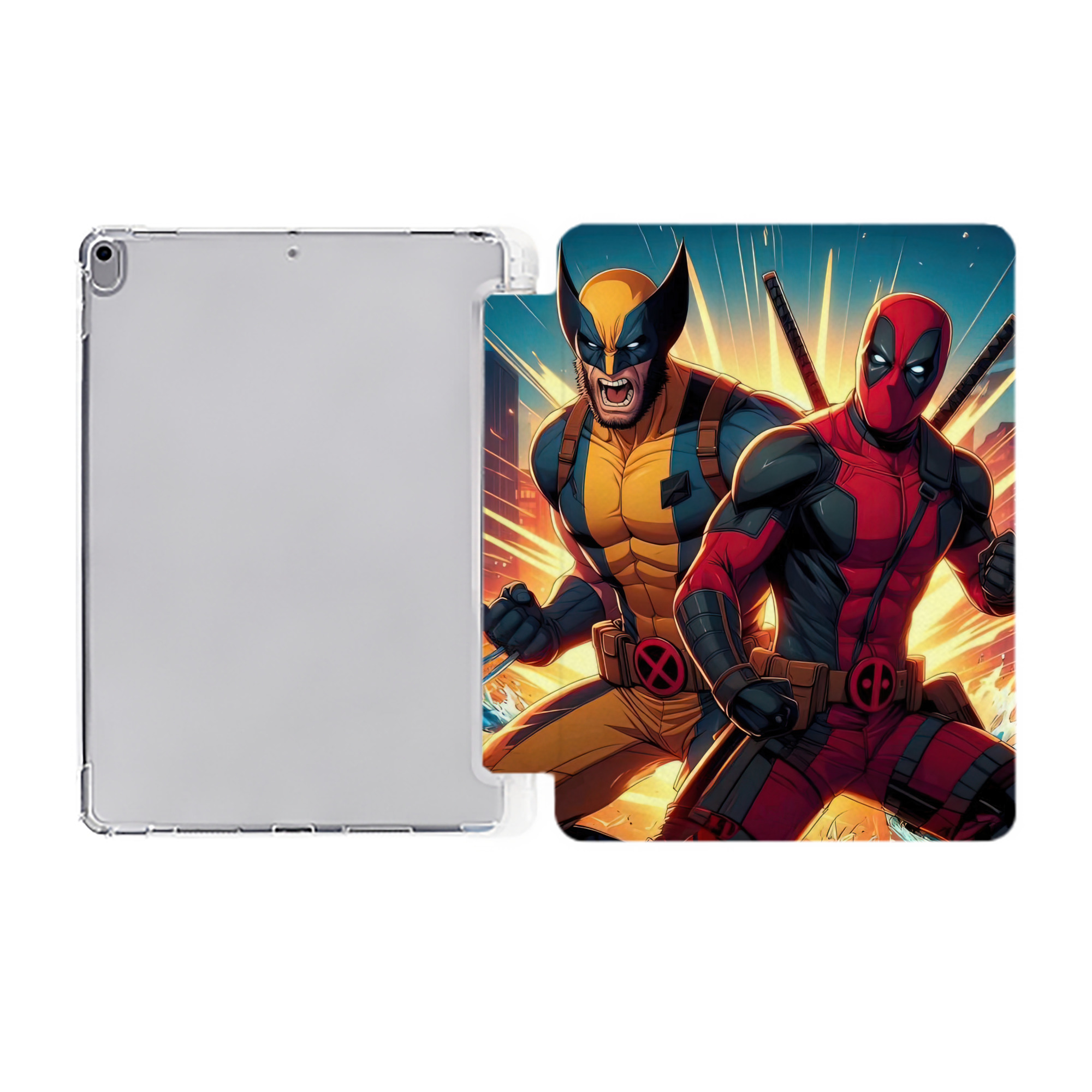 （画像用） Deadpool デッドプール IPad ケース ペン収納付き 三つ折りスタンド PUレザー×シリコン 対応機種9.5/10.5/10.9インチ